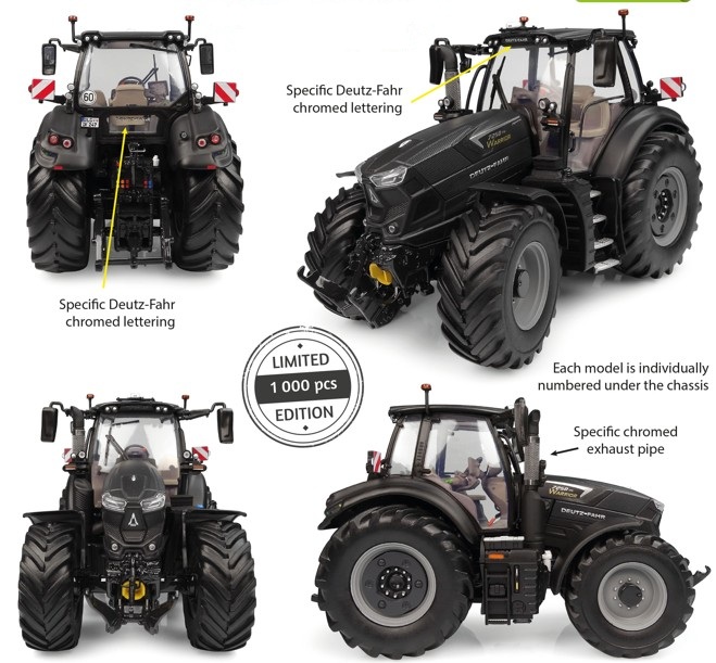 Deutz-Fahr 7250 TTV Warrior Edition Matt Black 1000 pieces Limited Edition - 1:32